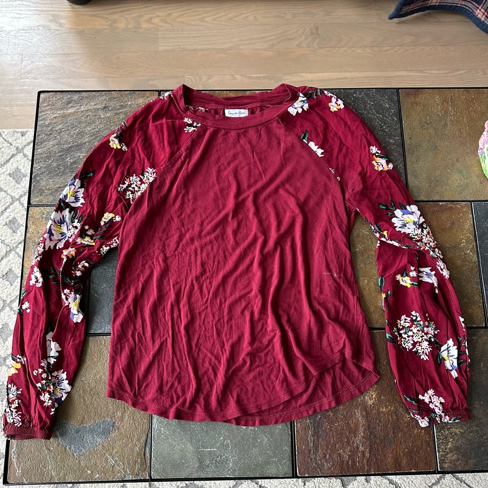 Juniors maroon long sleeve dress up shirt